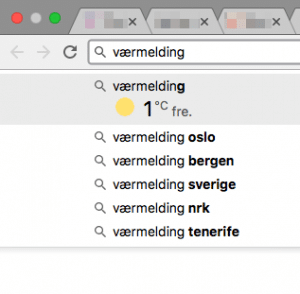 Værmelding fra adresselinja i Google Chrome